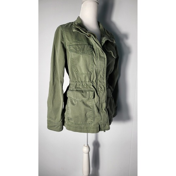 Gap Y2k Army Green Utility Jacket Military Anorak Drawstring Waist Lightweight - Picture 3 of 10